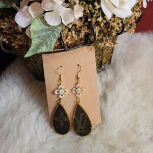 Upcycled authentic Designer canvas earrings STYLE AS KEEPITGYPSY SANDRA LING